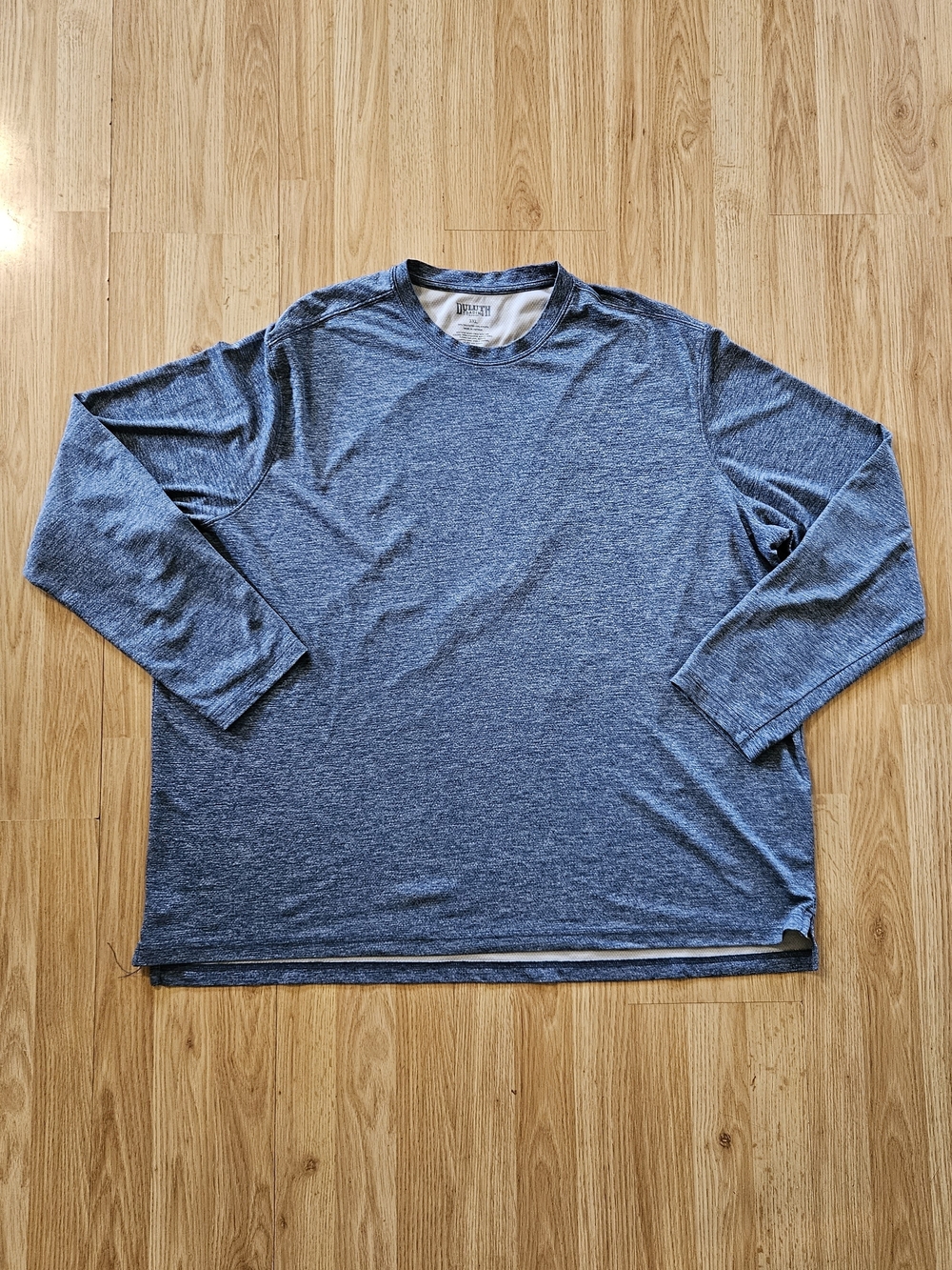 Duluth Trading Co Heathered Blue Long Sleeve Crewneck
